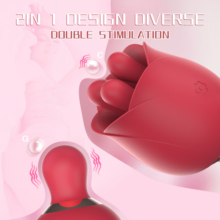 2025 Rose Dual Vibrator – 9 Pulse Modes & Double Stimulation｜IPX8 Waterproof｜Magnetic/USB Charging｜Discreet Shipping