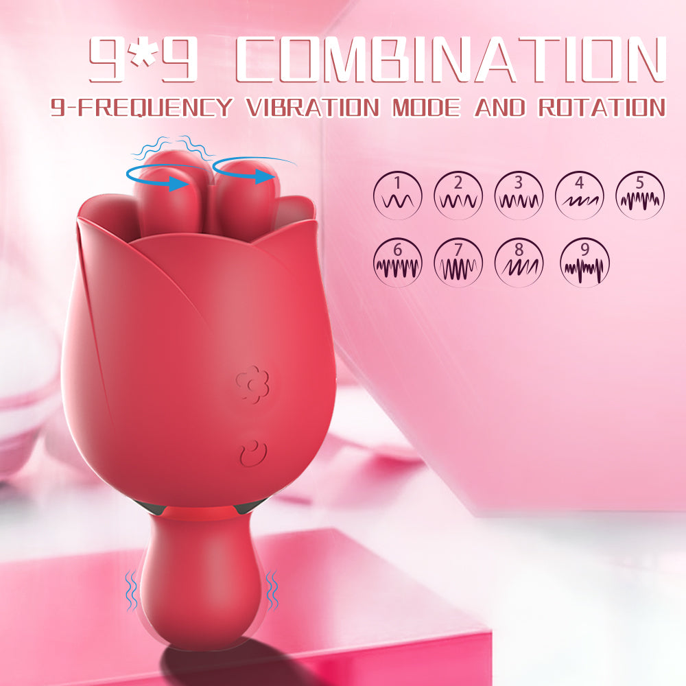 2025 Rose Dual Vibrator – 9 Pulse Modes & Double Stimulation｜IPX8 Waterproof｜Magnetic/USB Charging｜Discreet Shipping