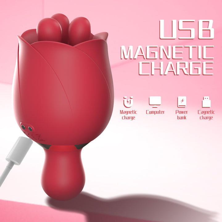 2025 Rose Dual Vibrator – 9 Pulse Modes & Double Stimulation｜IPX8 Waterproof｜Magnetic/USB Charging｜Discreet Shipping