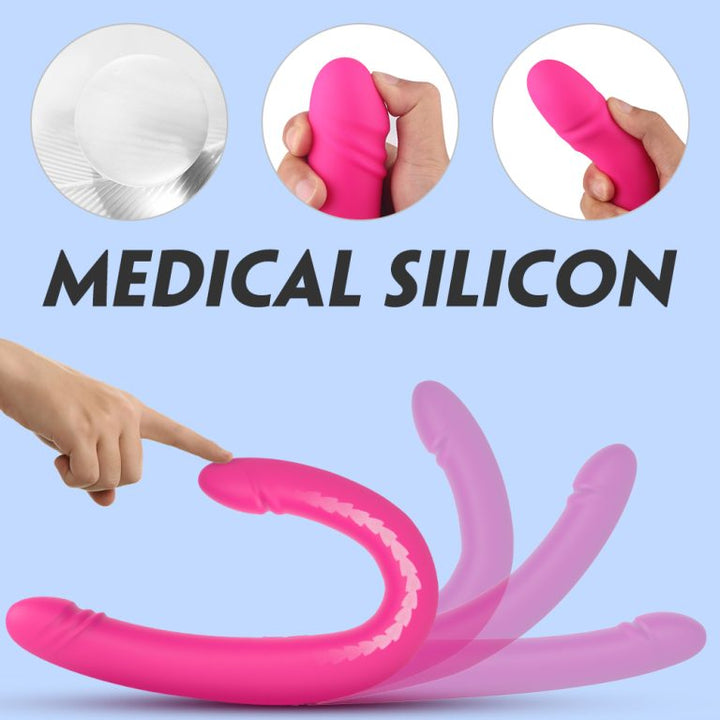 Silicone Strap On Penis Double Headed Dildo Lesbian Couples G Spot Clit Vibrator Sex Toys For Women